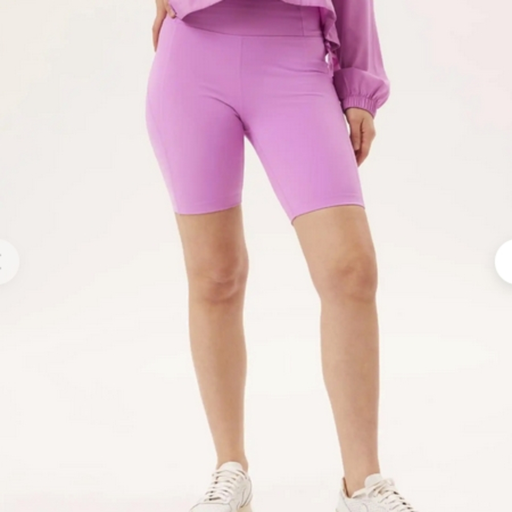 Girlfriend Collective High Rise Bike Shorts in Snapdragon